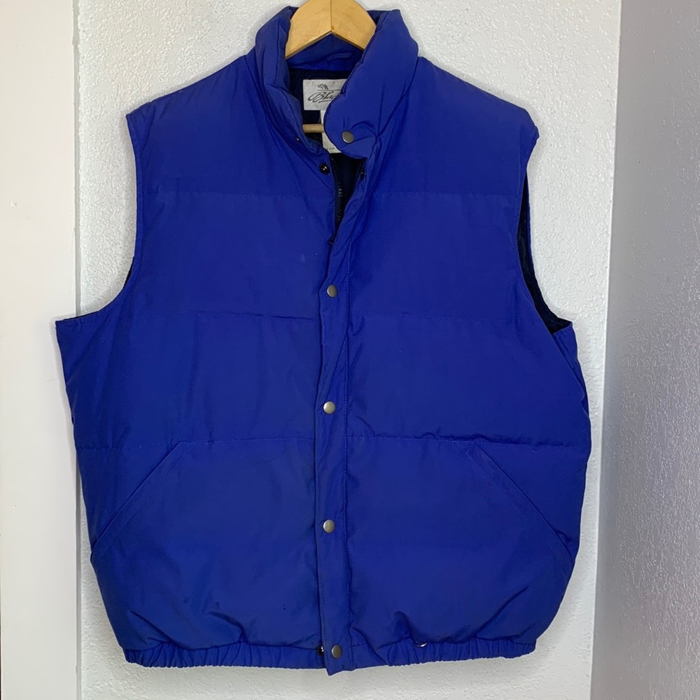 Black Bear blue puff jacket vest goose down fill zip snap closure pockets XL